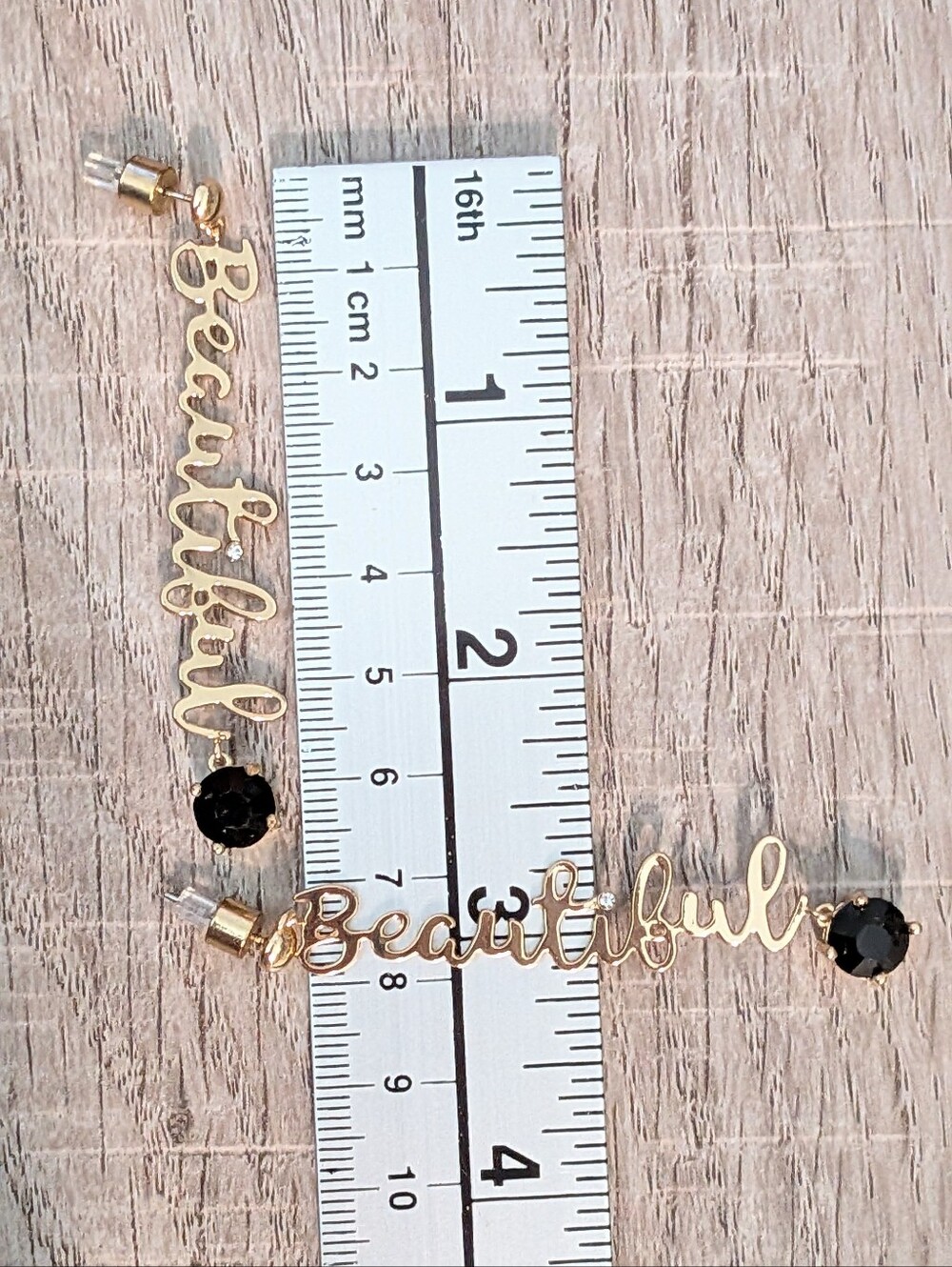 BCBGeneration Beautiful Cursive Script Gold Dangle Earrings - Picture 5 of 5